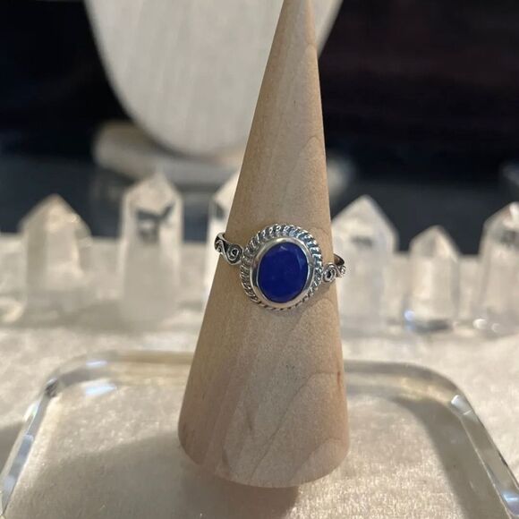 Artesian Crafted Lapis Lazuli Solitaire Ring In Sterling Silver Sz 9 - Picture 2 of 10